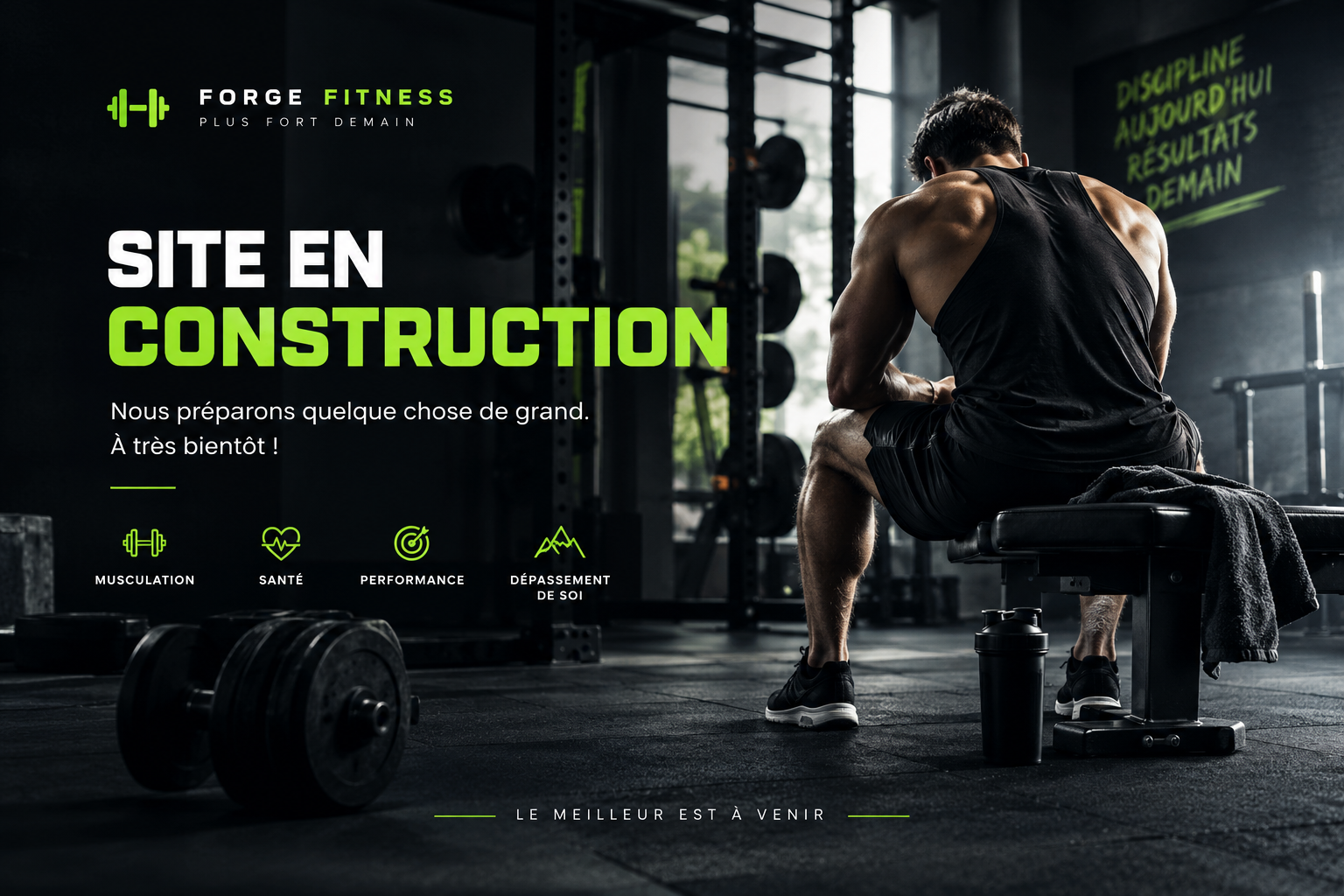Forge Fitness : site en construction. Nous préparons quelque chose de grand. À très bientôt !